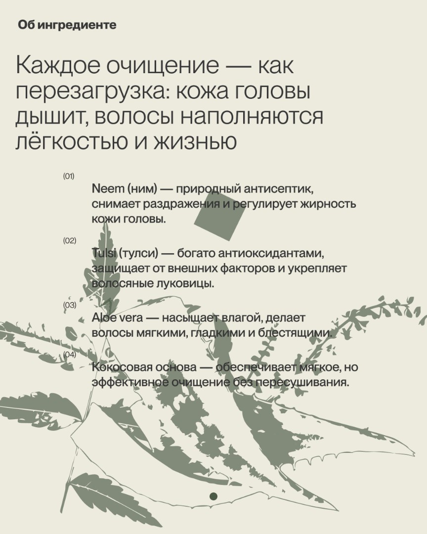 Восстанавливающий шампунь для волос NEEM-TULSI-ALOE VERA 3